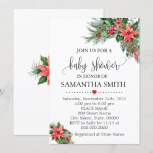 Christmas Holiday baby shower Invitation