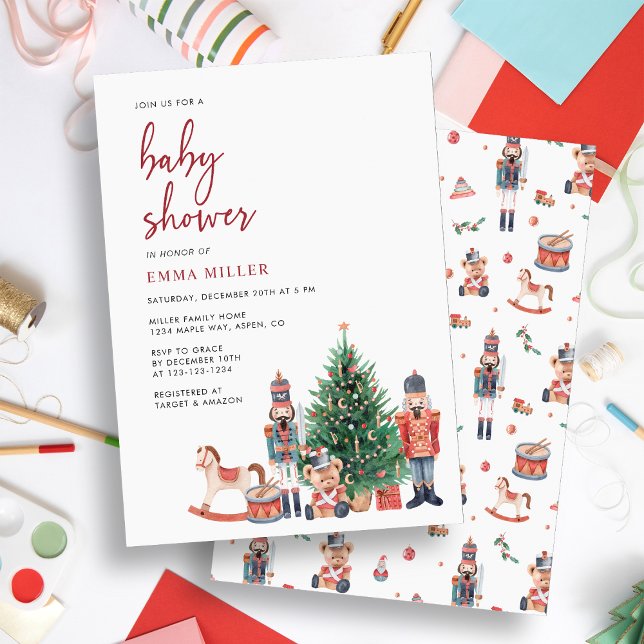Christmas Holiday Baby Shower Invitation (Nutcracker Baby Shower Invitation by Painted Paperie)