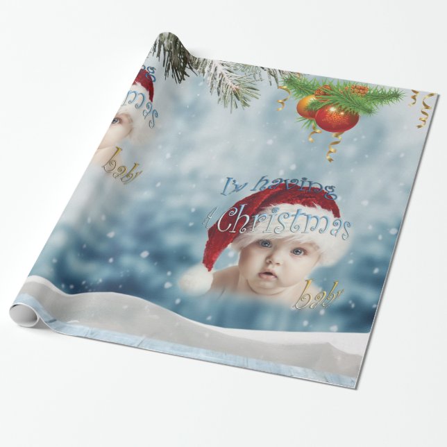Christmas Holiday Baby Shower Wrapping Paper (Unrolled)