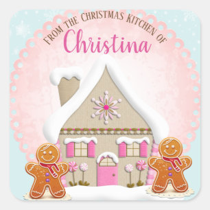 Christmas Holiday Baking Cookie Square Sticker