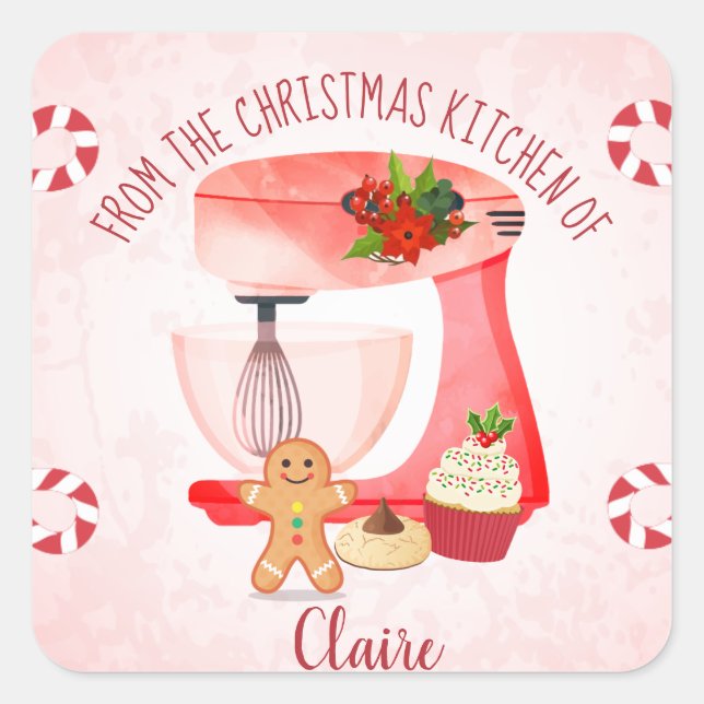 Christmas Holiday Baking Cooking Square Sticker (Front)
