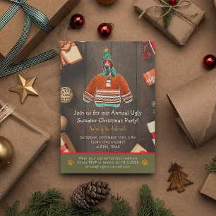 Christmas Holiday Basset Hound Ugly Sweater Party Invitation