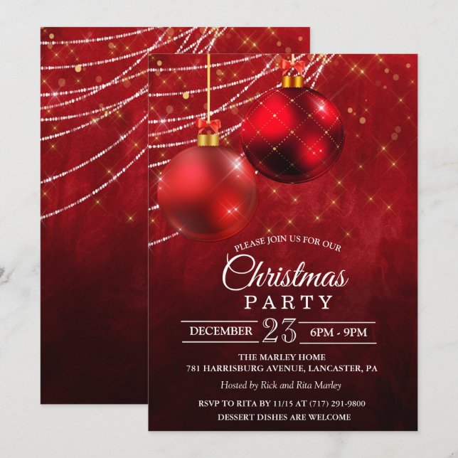 Christmas Holiday Bauble Invitation (Front/Back)