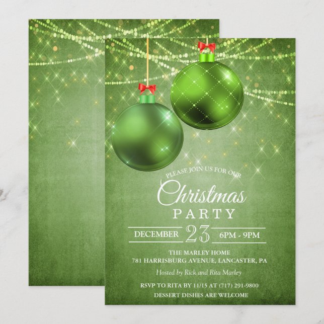 Christmas Holiday Bauble Invitation (Front/Back)