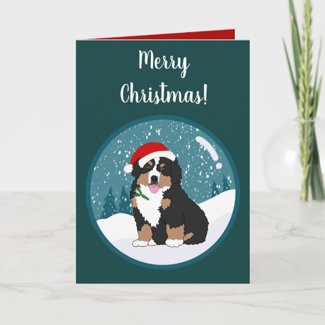 Christmas Holiday Bernese Mountain Dog  Card (Front)