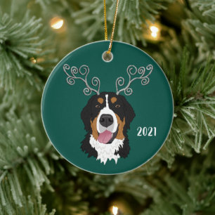 Christmas Holiday Bernese Mountain Dog Ceramic Tree Decoration