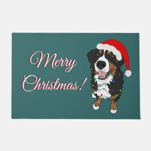 Christmas Holiday Bernese Mountain Dog  Doormat