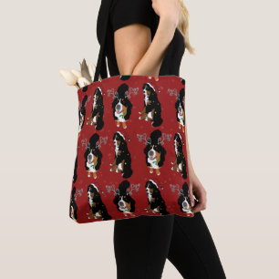 Christmas Holiday Bernese Mountain Dog Tote Bag