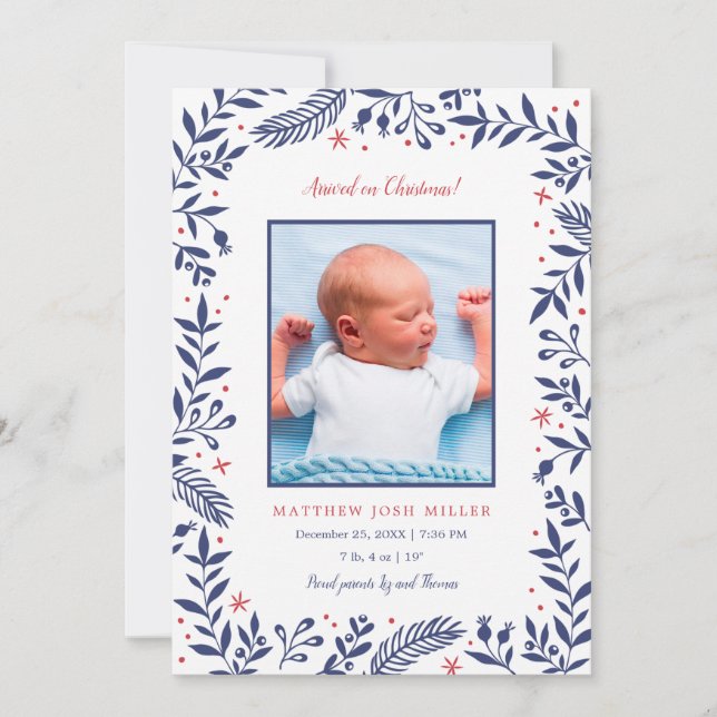 Christmas Holiday Birth Announcement (Front)
