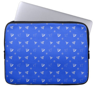 christmas holiday blue pattern laptop sleeve