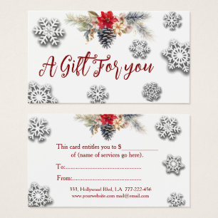 Christmas/holiday  botanical gift certificate