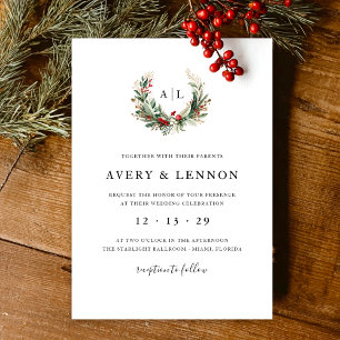 Christmas Holiday Botanical Wedding Invitation