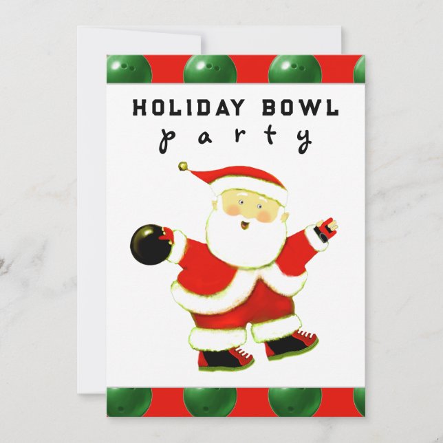 Christmas Holiday Bowling Party Invitation (Front)