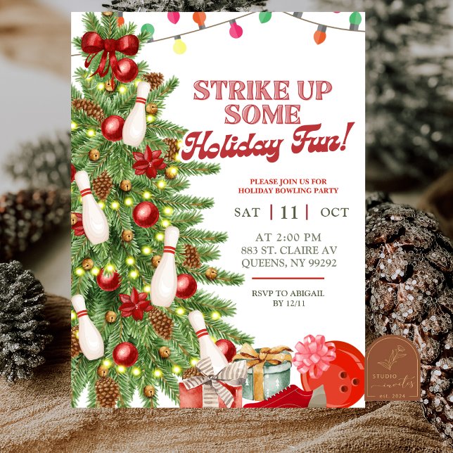 Christmas Holiday Bowling Party Invitation (Creator Uploaded)