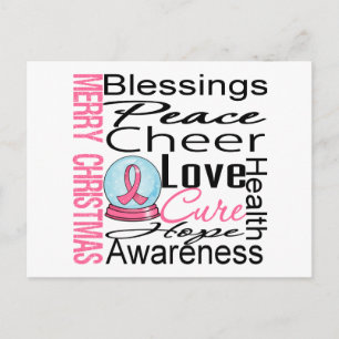 Christmas Holiday Breast Cancer Collage Postcard