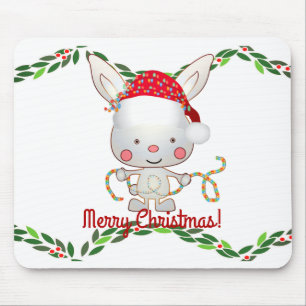 Christmas Holiday Bunny Mouse Mat