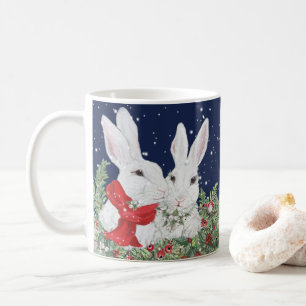 Christmas Holiday Bunny Rabbit Festive Winter Coffee Mug