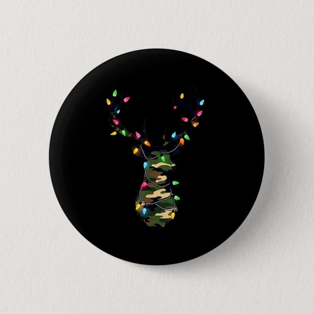 Christmas Holiday Camo Deer Hunting Reindeer Xmas  6 Cm Round Badge (Front)