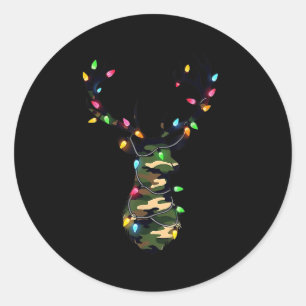 Christmas Holiday Camo Deer Hunting Reindeer Xmas Classic Round Sticker