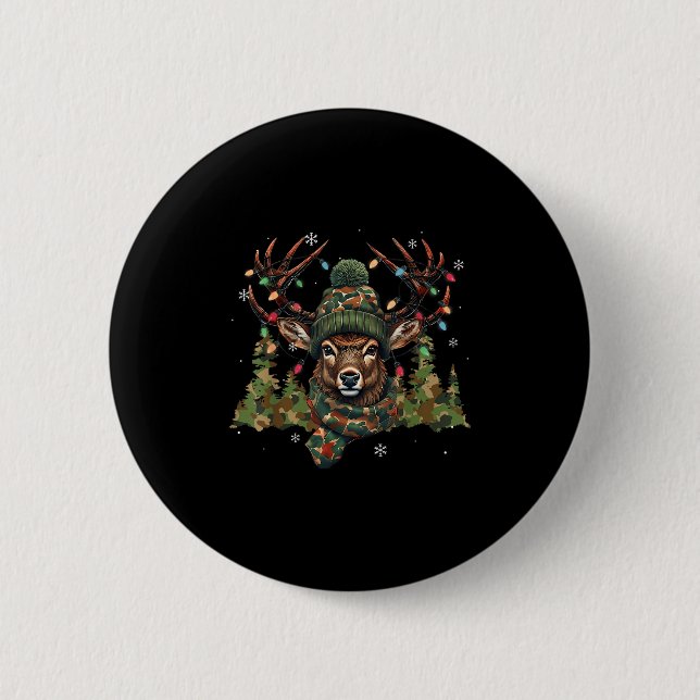Christmas Holiday Camo Hunting Reindeer Deer Xmas  6 Cm Round Badge (Front)