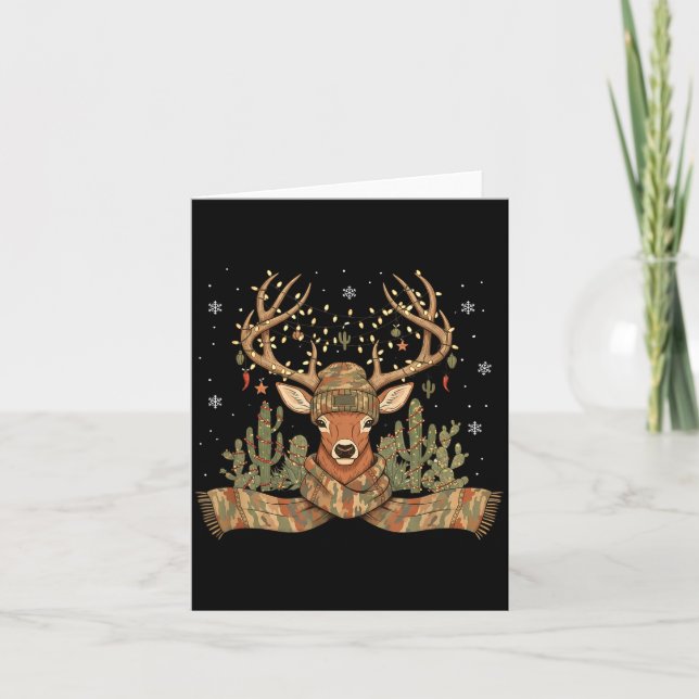 Christmas Holiday Camo Hunting Reindeer Deer Xmas  Card (Front)
