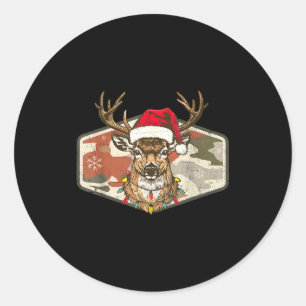 Christmas Holiday Camo Hunting Reindeer Deer Xmas Classic Round Sticker