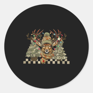 Christmas Holiday Camo Hunting Reindeer Deer Xmas Classic Round Sticker