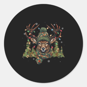 Christmas Holiday Camo Hunting Reindeer Deer Xmas Classic Round Sticker