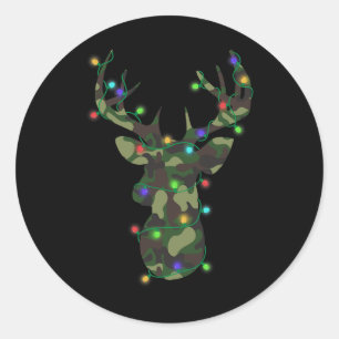 Christmas Holiday Camo Hunting Reindeer Deer Xmas Classic Round Sticker