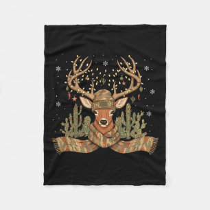 Christmas Holiday Camo Hunting Reindeer Deer Xmas Fleece Blanket