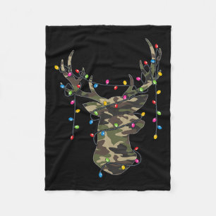 Christmas Holiday Camo Hunting Reindeer Deer Xmas  Fleece Blanket
