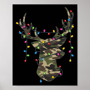 Christmas Holiday Camo Hunting Reindeer Deer Xmas Poster