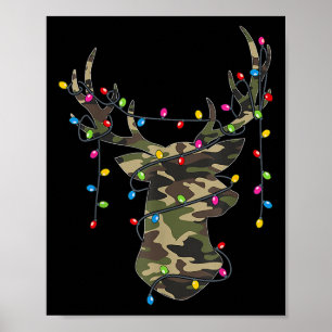 Christmas Holiday Camo Hunting Reindeer Deer Xmas Poster