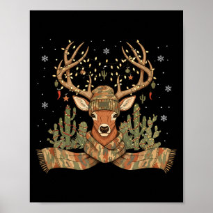 Christmas Holiday Camo Hunting Reindeer Deer Xmas Poster