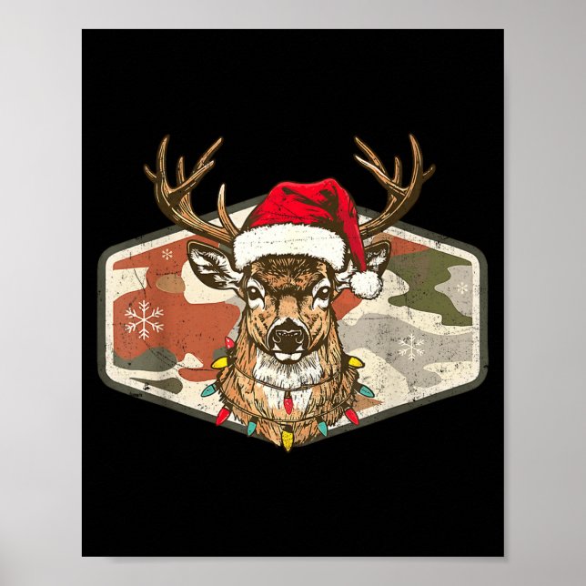 Christmas Holiday Camo Hunting Reindeer Deer Xmas  Poster (Front)