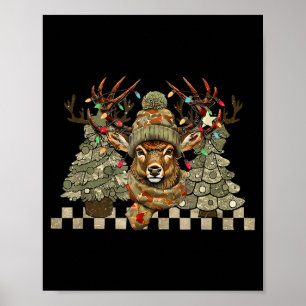 Christmas Holiday Camo Hunting Reindeer Deer Xmas  Poster