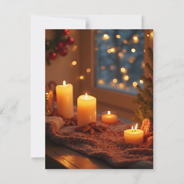 Christmas Holiday Candle Flat Postcard (Front)