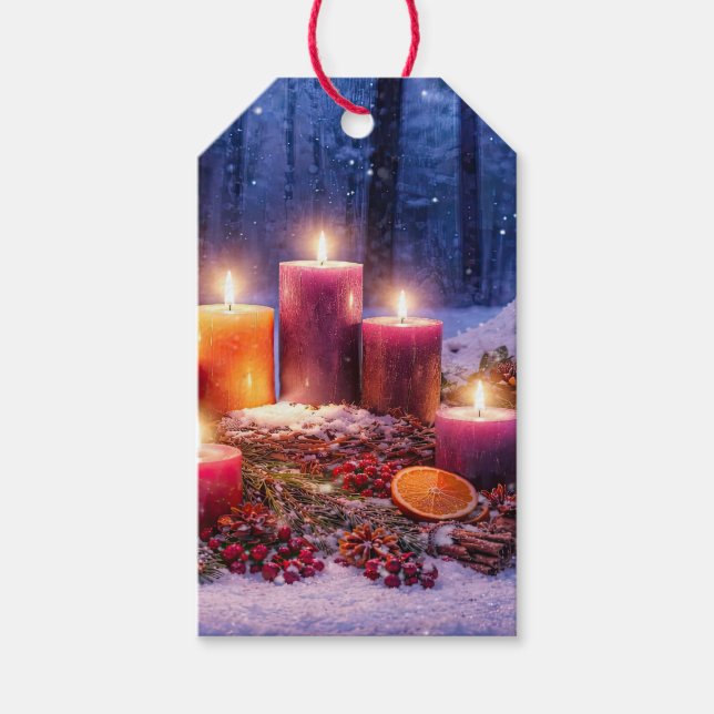 Christmas Holiday Candles Gift Tag (Front)