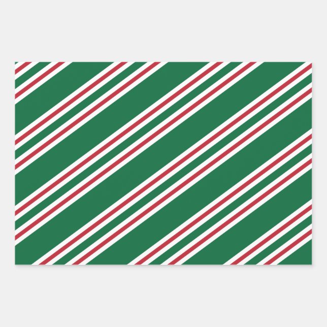 Christmas Holiday Candy Cane Striped Gift Wrap (Front)