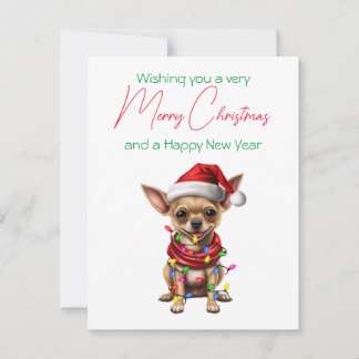 Christmas Holiday Card Dog in Hat Chihuahua