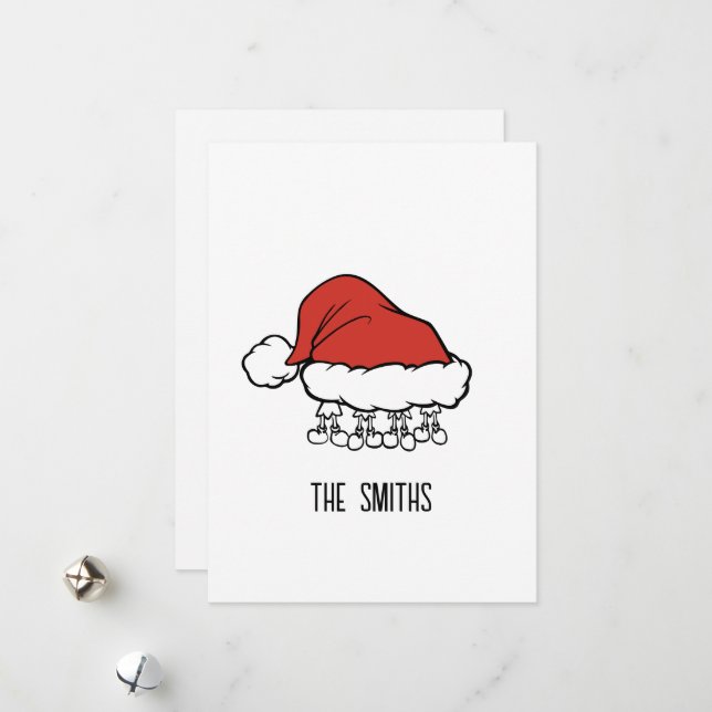 Christmas Holiday Card | Family of Four Santa Hat (Front/Back In Situ)