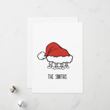 Christmas Holiday Card | Family of Four Santa Hat