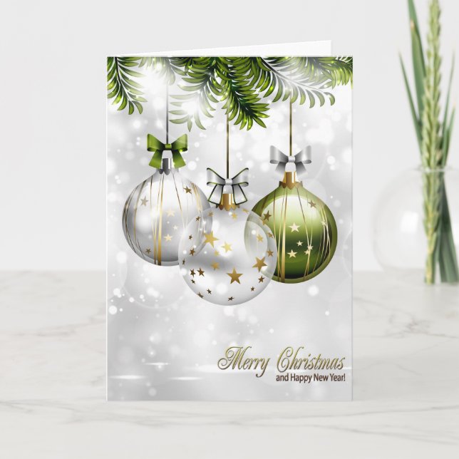 Christmas Holiday Card - Pretty Ornaments (Front)