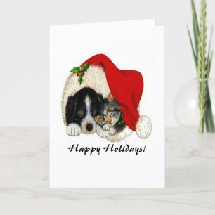 Christmas Holiday Cat and Dog Card