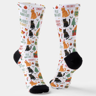 Christmas Holiday Cat Socks For Cat Lovers