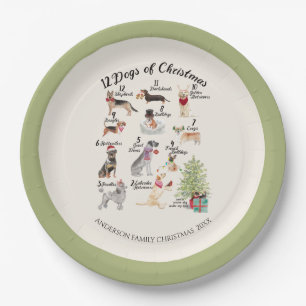 Christmas Holiday Celebration 12 Dogs of Christmas Paper Plate
