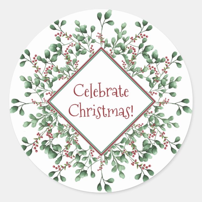 Christmas Holiday Celebration - Classic Round Sticker (Front)