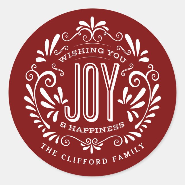 CHRISTMAS HOLIDAY CHALK ART ORNAMENT STICKERS (Front)