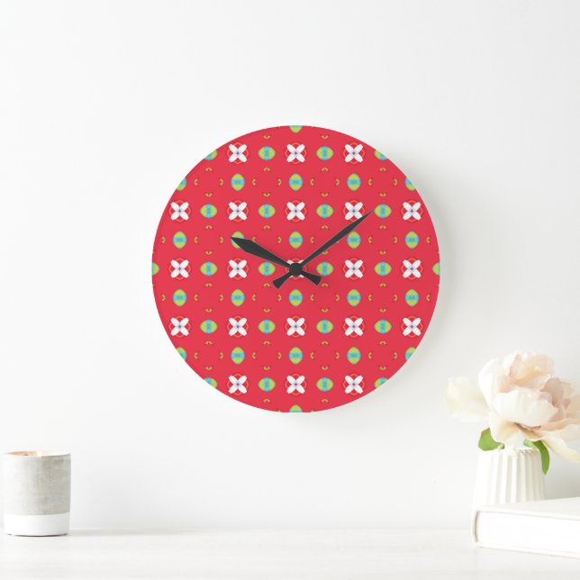Christmas Holiday Charm Pattern 02 -  Large Clock (Home)