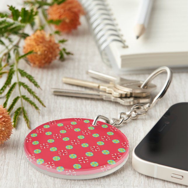 Christmas Holiday Charm Pattern 03 -  Key Ring (Front Right)
